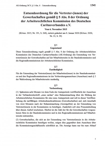 1341 AK-Ordnung DCV, § 5 Abs. 8 – Entsendeordnung