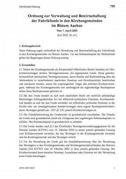 755 Fabrikfonds-Ordnung