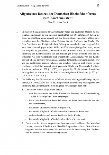12 Kirchenaustritt – Allg. Dekret der DBK