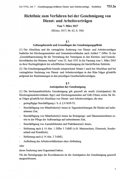 753.2a GA VVG, Art. 7 – Genehmigungsverfahren Dienst- und Arbeitsverträge – Richtlinie