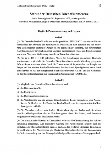 10 Deutsche Bischofskonferenz (DBK) – Statut